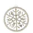 Ozdoba choinkowa śnieżynka zdobiona kryształami na dekoracyjnej wstążeczce - ∅ 8 cm - srebrny 2