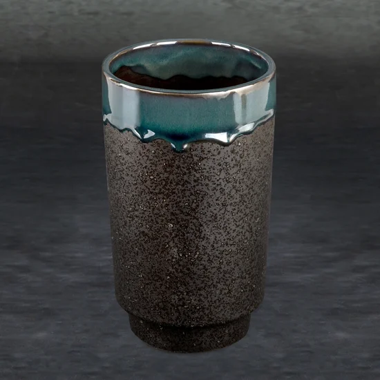 Ceramiczny wazon HANI z chropowatą powierzchnią - ∅ 12 x 20 cm - zielony