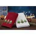 Ręcznik świąteczny SANTA 17 bawełniany  z haftem z choinkami - 70 x 140 cm - czerwony 6