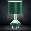 Lampa stołowa GABY na podstawie łączącej marmurkowe szkło i metal z welwetowym abażurem - ∅ 32 x 61 cm - ciemnozielony 1