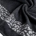 DIVA LINE Ręcznik LETA w kolorze stalowym, z żakardową bordiurą z motywem zwierzęcym i błyszczącą nicią - 50 x 90 cm - stalowy 5