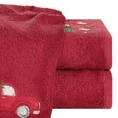 Ręcznik świąteczny SANTA 22  bawełniany z aplikacją z samochodem i choinką - 70 x 140 cm - czerwony 1