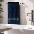 Ręcznik bawełniany NIKA 50x90 cm z żakardową bordiurą z geometrycznym wzorem podkreślonym srebrną nicią, grafitowy - 50 x 90 cm - grafitowy 8