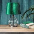 Lampa stołowa JOY na pękatej podstawie z transparentnego szkła z błyszczącym abażurem z welwetu - ∅ 25 x 40 cm - ciemnozielony 5