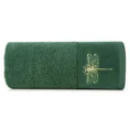Ręcznik z błyszczącym haftem w kształcie ważki na szenilowej bordiurze - 50 x 90 cm - butelkowy zielony 3