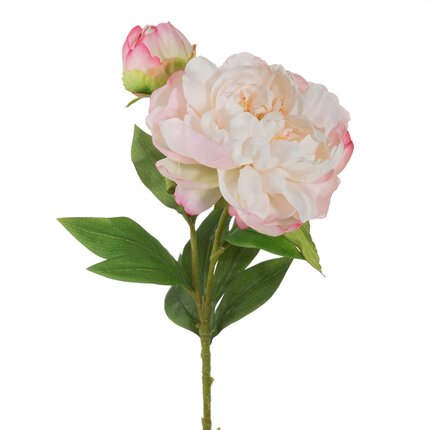 PIWONIA/PEONIA - kwiat sztuczny dekoracyjny z płatkami z jedwabistej tkaniny ∅ 13 x 66 cm jasnoróżowy,kremowy