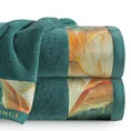 EVA MINGE Ręcznik AMIRA z puszystej bawełny z bordiurą zdobioną designerskim nadrukiem - 50 x 90 cm - turkusowy 1