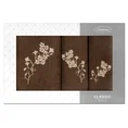 Zestaw upominkowy BLOSSOM 3 szt ręczników z haftem z motywem kwiatowym w kartonowym opakowaniu na prezent - 56 x 36 x 7 cm - brązowy 2