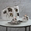 Wazon ceramiczny BILOBA z motywem liści miłorzębu biało-srebrny - 19 x 7 x 19 cm - biały 4