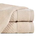 REINA LINE Ręcznik z bawełny zdobiony wzorem w zygzaki z gładką bordiurą - 70 x 140 cm - beżowy 1