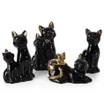 Kot figurka dekoracyjna ceramiczna czarno-złota - 11 x 9 x 20 cm - czarny 3