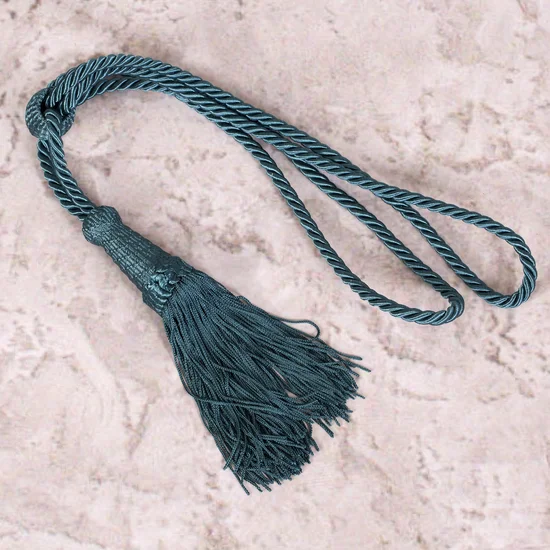Dekoracyjny sznur do upięć z chwostem - 58 cm - ciemnoturkusowy