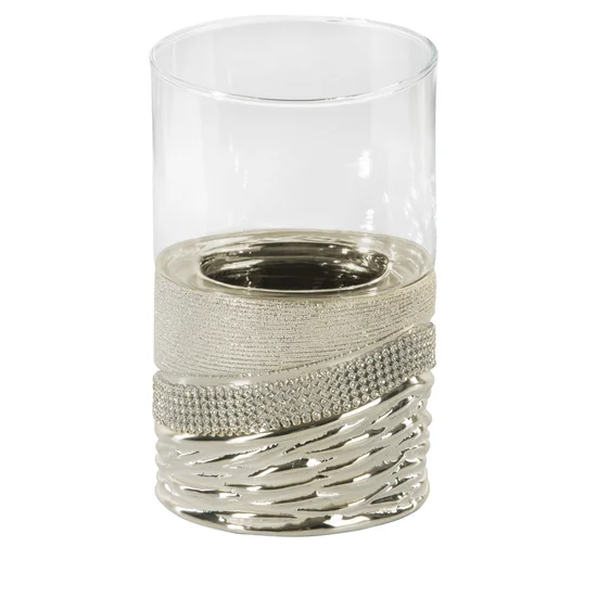 Świecznik dekoracyjny KORAL 3 w stylu glamour zdobiony kryształkami - ∅ 10 x 10 x 24 cm - wielokolorowy