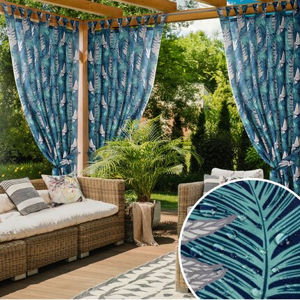 Zasłona turkusowo, miętowa z wodoodpornej tkaniny idealna do ogrodu i na taras 155x200 cm szelki/rzep GARDEN 155 x 200 cm turkusowy,miętowy szelki/rzepy | Eurofirany