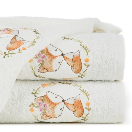 Ręcznik BABY z haftowaną aplikacją z liskiem - 50 x 90 cm - biały