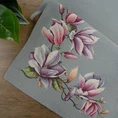 Bieżnik gobelinowy zdobiony  motywem kwiatów magnolii - 40 x 100 cm - popielaty 6