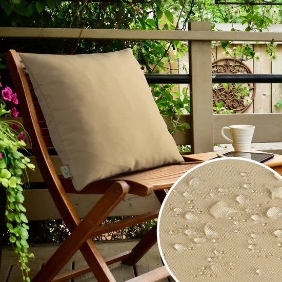 Poszewka GARDEN do ogrodu i na taras z gładkiej tkaniny wodoodpornej - 60 x 60 cm - beżowy