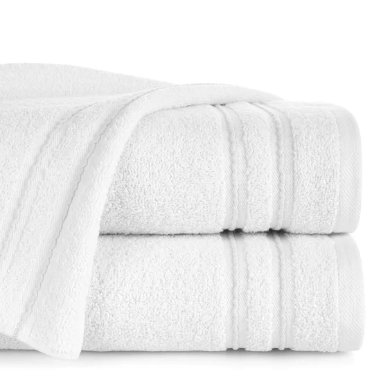 Ręcznik EMINA bawełniany z bordiurą podkreśloną klasycznymi paskami - 50 x 90 cm - biały