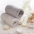 Ręcznik ROMEO z bawełny podkreślony bordiurą tkaną  w wypukłe paski - 50 x 90 cm - stalowy 6