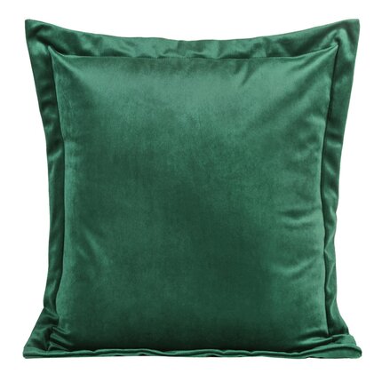 DIVA LINE Poszewka dekoracyjna z welwetu z ozdobnymi brzegami 45 x 45 cm ciemnozielony | Eurofirany