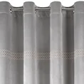 DIVA LINE Zasłona z welwetu zdobiona pasem geometrycznego wzoru z drobnych jasnozłotych dżetów - 140 x 250 cm - popielaty 4