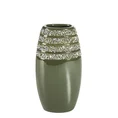 Wazon ceramiczny GLOW dekorowany drobnymi kryształkami - 13 x 9 x 25 cm - oliwkowy 1