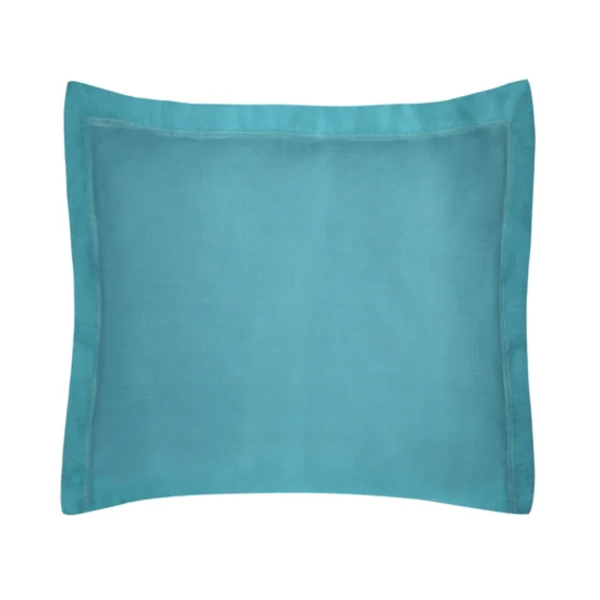 NOVA COLOUR Poszewka na poduszkę bawełniana z satynowym połyskiem i ozdobną kantą - 50 x 60 cm - turkusowy