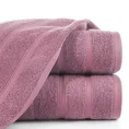 Ręcznik z ozdobną bordiurą w pasy - 50 x 90 cm - liliowy 1
