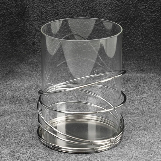 Świecznik dekoracyjny NALA z metalu ze szklanym kloszem - ∅ 11 x 15 cm - transparentny