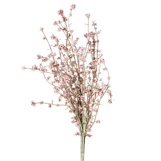 GAŁĄZKA Z DROBNYMI JAGODAMI, kwiat sztuczny dekoracyjny z pianki foamiran - dł. 50 cm dł. z liśćmi 30 cm - ciemnoróżowy