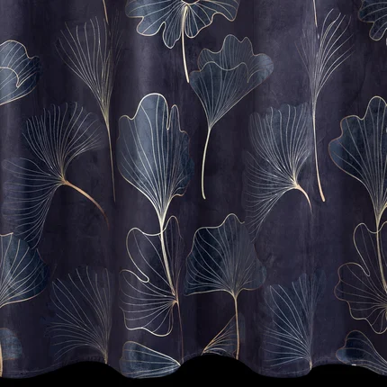 Zasłona GINKO z miękkiego welwetu z nadrukiem liści miłorzębu Zasłona GINKO z miękkiego welwetu z nadrukiem liści miłorzębu - 140 x 250 cm