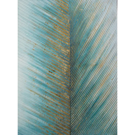 Obraz STRUCTURE ręcznie malowany na płótnie o wypukłej fakturze podkreślonej brokatem - 90 x 120 cm - turkusowy