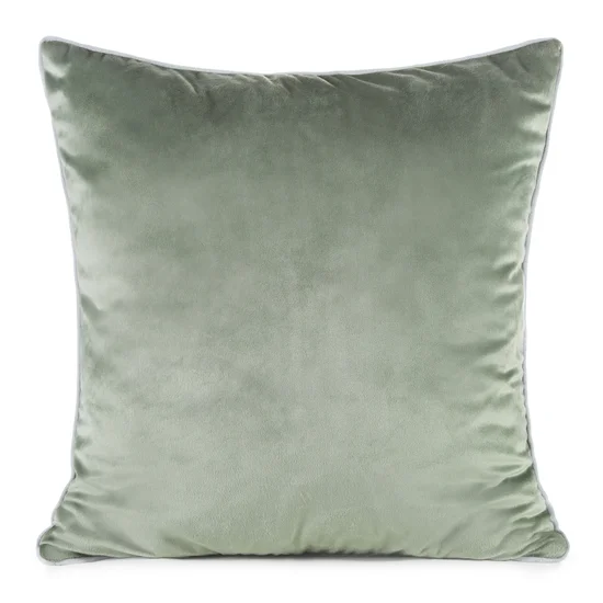 Poszewka GAJA 2 z welwetu o delikatnym połysku z ozdobną lamówką - 60 x 60 cm - oliwkowy