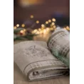 Ręcznik HOLLY 01 świąteczny z żakardową bordiurą  w kratę i haftem z szyszkami - 70 x 140 cm - jasnobeżowy 7