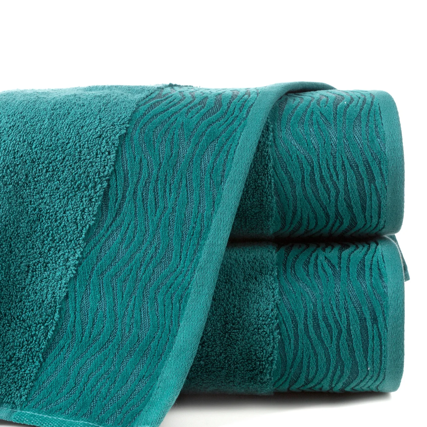 Ręcznik DAFNE z bawełny podkreślony żakardową bordiurą z motywem zebry