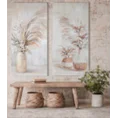 Obraz ręcznie malowany na płótnie bukiet kwiatów z trawą pampasową - 60 x 120 cm - beżowy 3