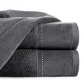 EWA MINGE Ręcznik KARINA w kolorze stalowym, zdobiony aplikacją z cyrkonii na miękkiej szenilowej bordiurze - 70 x 140 cm - stalowy 1