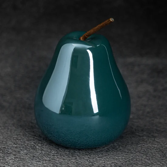 Gruszka - figurka ceramiczna SIMONA z perłowym połyskiem - 8 x 8 x 13 cm - turkusowy