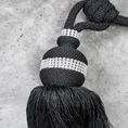 Dekoracyjny sznur do upięć z chwostem i drobnymi kryształkami - 63 cm - czarny 3