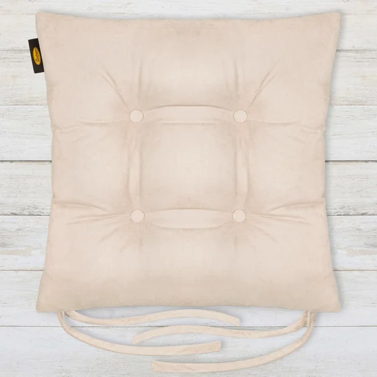 ADORE dwustronna welurowa poduszka siedziskowa na krzesło z czterema pikowaniami - 40x40x8 cm - beżowy