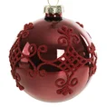Bombka szklana z wypukłym ornamentem ręcznie zdobiona, błyszcząca - ∅ 10 cm - czerwony 2