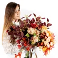 LIŚCIE KLONU PALMOWEGO bukiet, kwiat sztuczny dekoracyjny - dł. 37 cm dł. z liśćmi 23 cm dł. liść poj. 9 cm - pomarańczowy 3