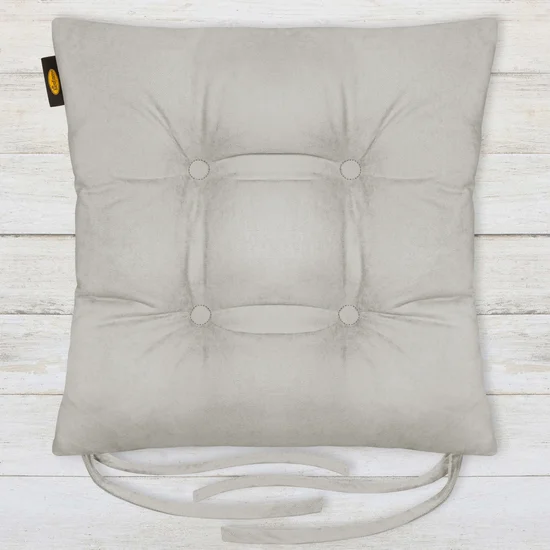 ADORE dwustronna welurowa poduszka siedziskowa na krzesło z czterema pikowaniami, gramatura 195 g/m2 - 40 x 40 x 8 cm - popielaty