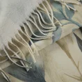 EUROFIRANY PREMIUM Miękki w dotyku koc bawełniano-akrylowy z motywem liści zakończony frędzlami - 150 x 200 cm - kremowy 6