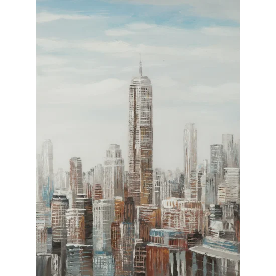 Obraz CITY ręcznie malowany na płótnie pejzaż miejski - 60 x 80 cm - beżowy