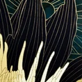 Obraz z nadrukiem liści i kwiatów w złotej ramce - 53 x 73 cm - zielony 2