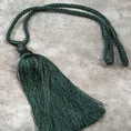 Dekoracyjny sznur do upięć z chwostem i koralikiem - dł. 60 cm - butelkowy zielony 1