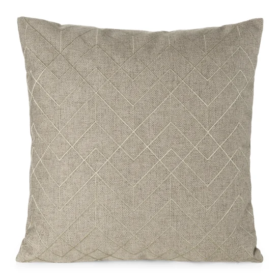 Poszewka dekoracyjna MILA z geometrycznym haftem - 45 x 45 cm - beżowy