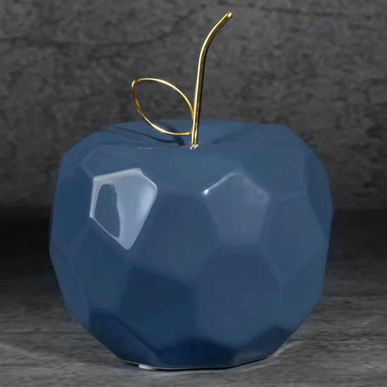 Figurka ceramiczna APEL - jabłko o geometrycznych kształtach - 16 x 16 x 13 cm - granatowy