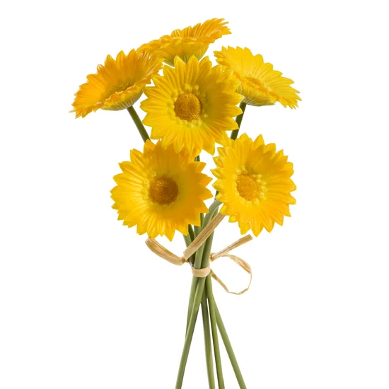 GERBERA MINI, MARGARETKA bukiet, kwiat sztuczny dekoracyjny, sylikonowy - ∅ 6 x 33 cm - żółty